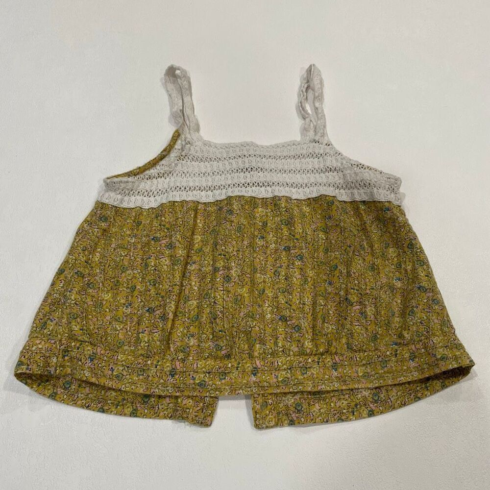 Universal Thread Yellow Floral Crochet Lace Tank Top Size M Medium Boho